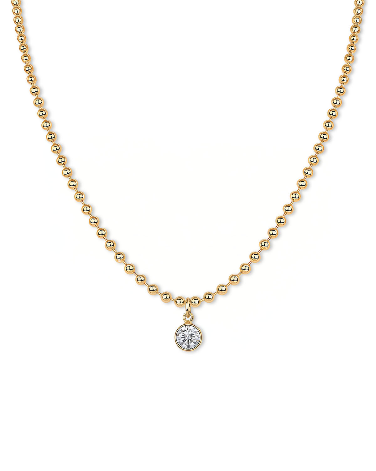Solitaire Diamond Necklace | Lab Solitaire Diamond Beaded Necklace