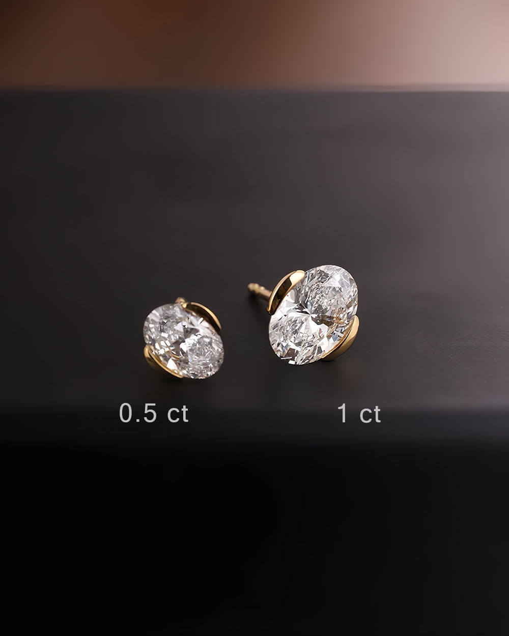 Aurelia Oval – Half Bezel Lab Diamond Studs
