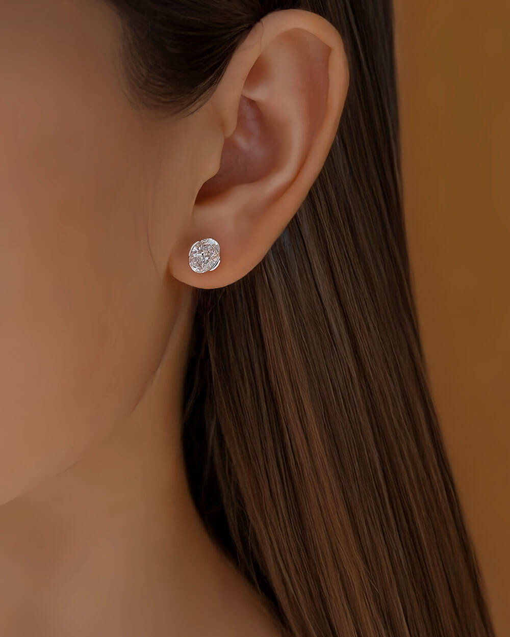 Aurelia Oval – Half Bezel Lab Diamond Studs