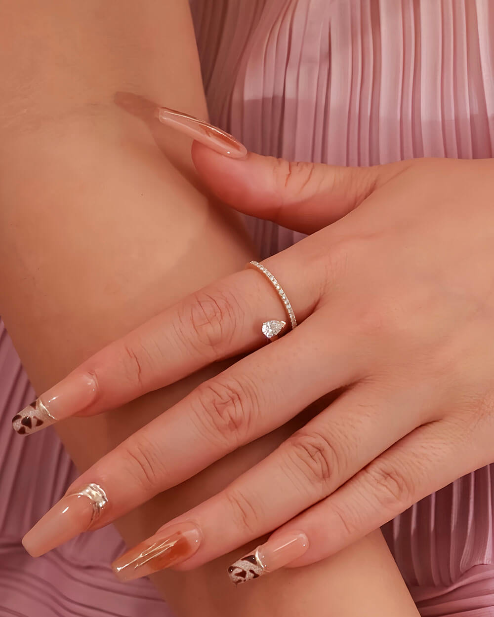 Astra Bloom – Pear Shaped Double Layer Ring