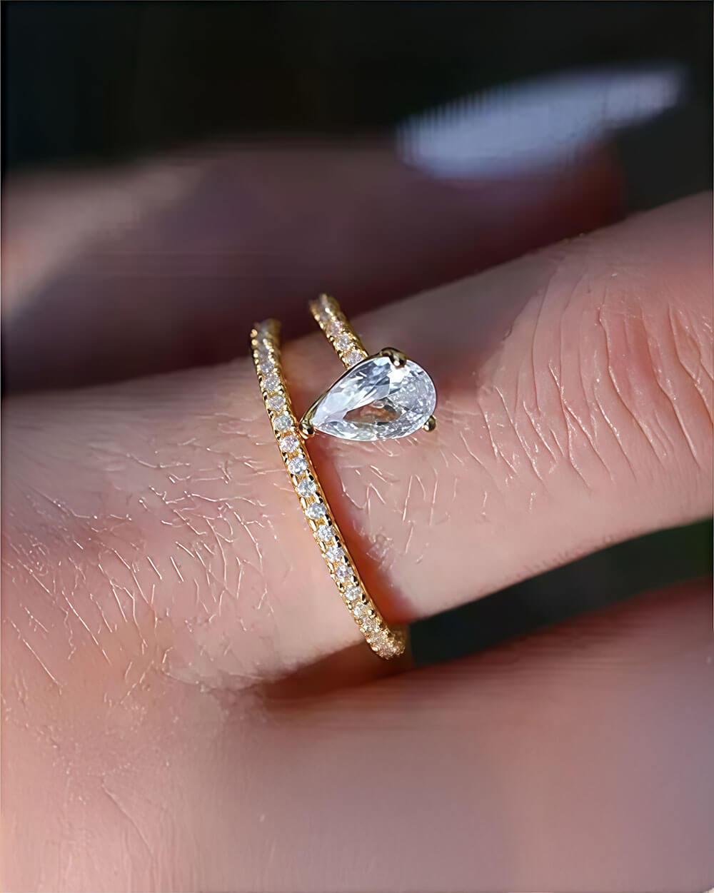 Astra Bloom – Pear Shaped Double Layer Ring