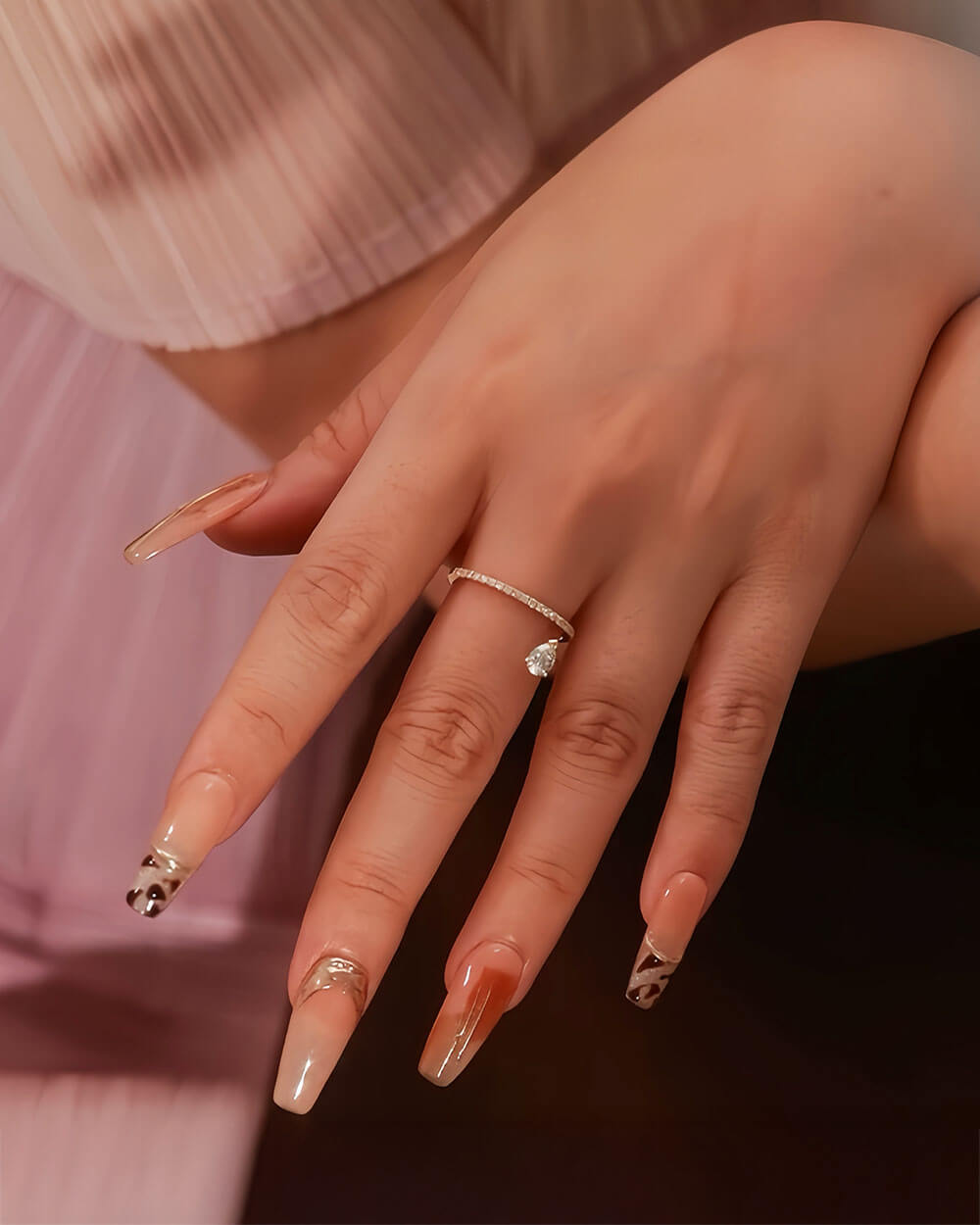 Astra Bloom – Pear Shaped Double Layer Ring