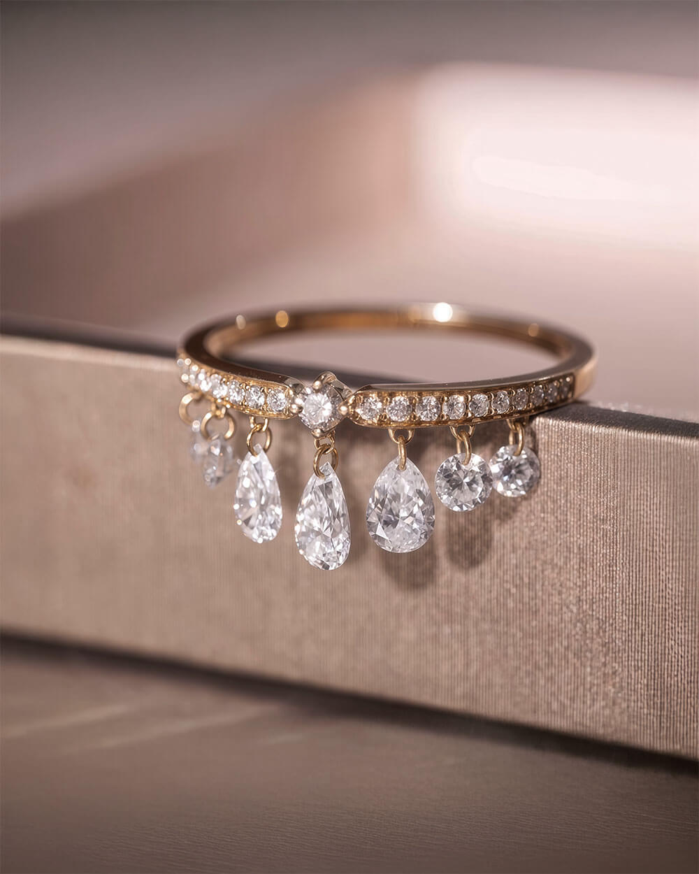 Luna Drip – Pear Shaped Drilled Diamond Ring