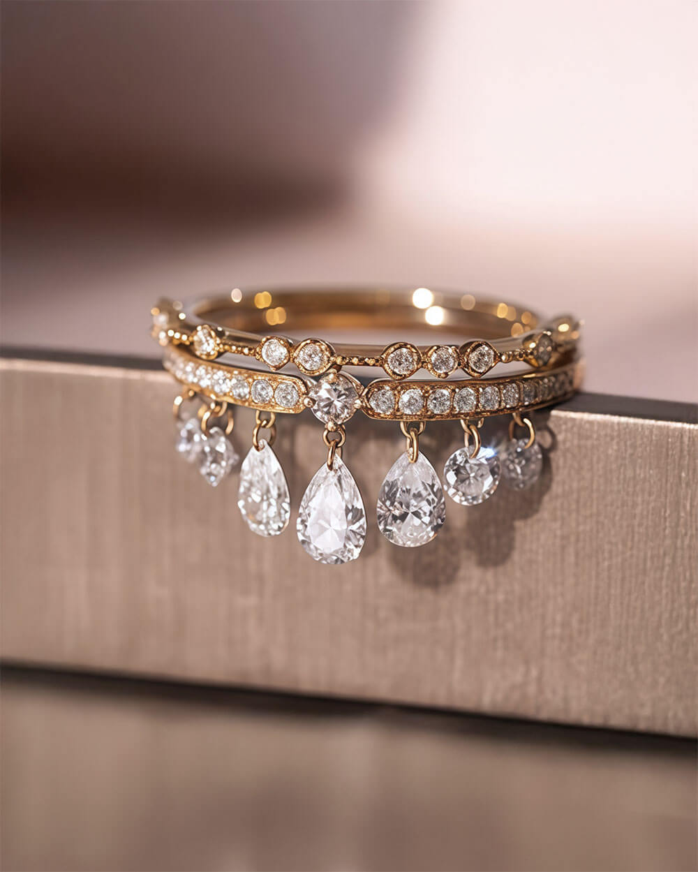 Luna Drip – Pear Shaped Drilled Diamond Ring