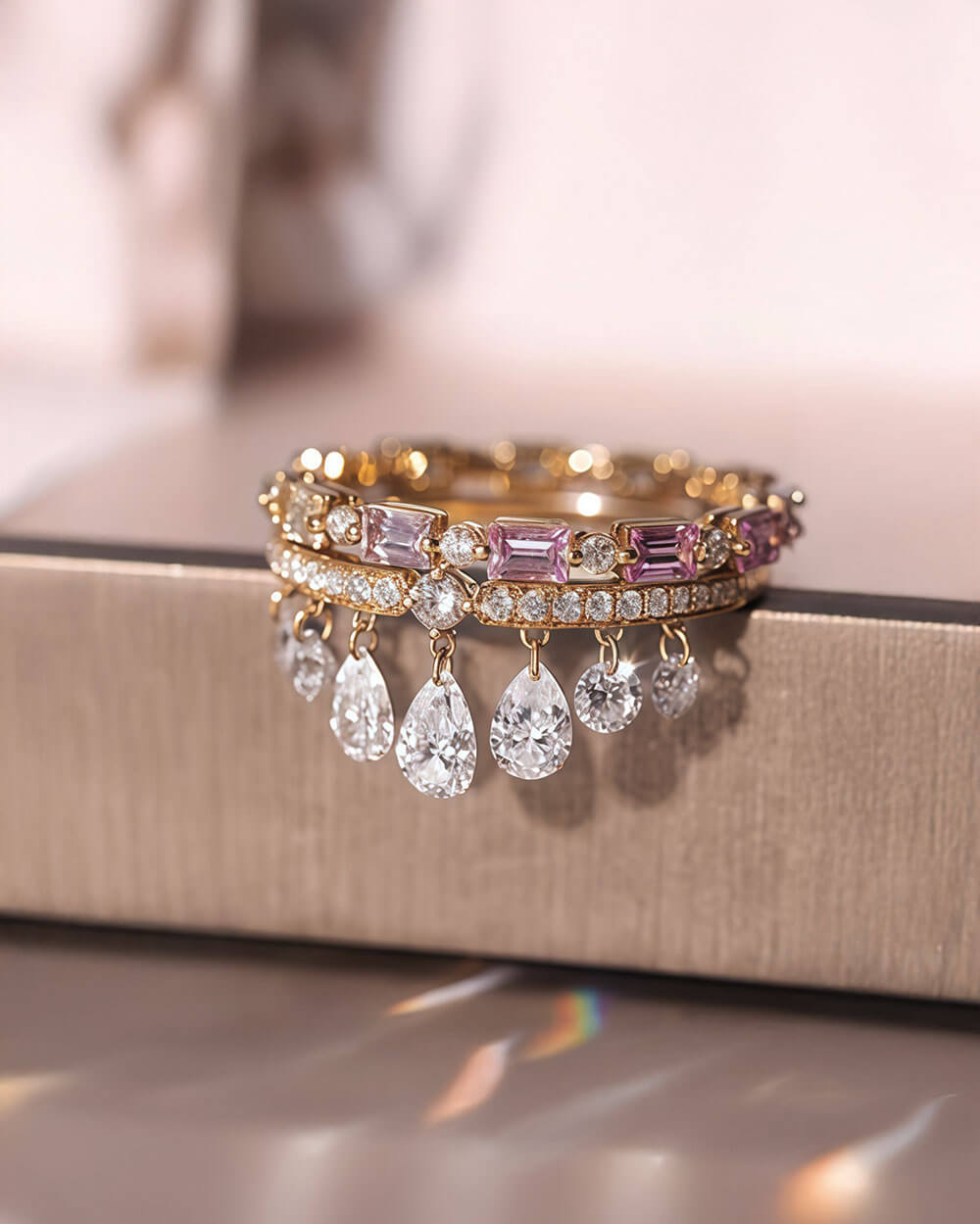 Luna Drip – Pear Shaped Drilled Diamond Ring