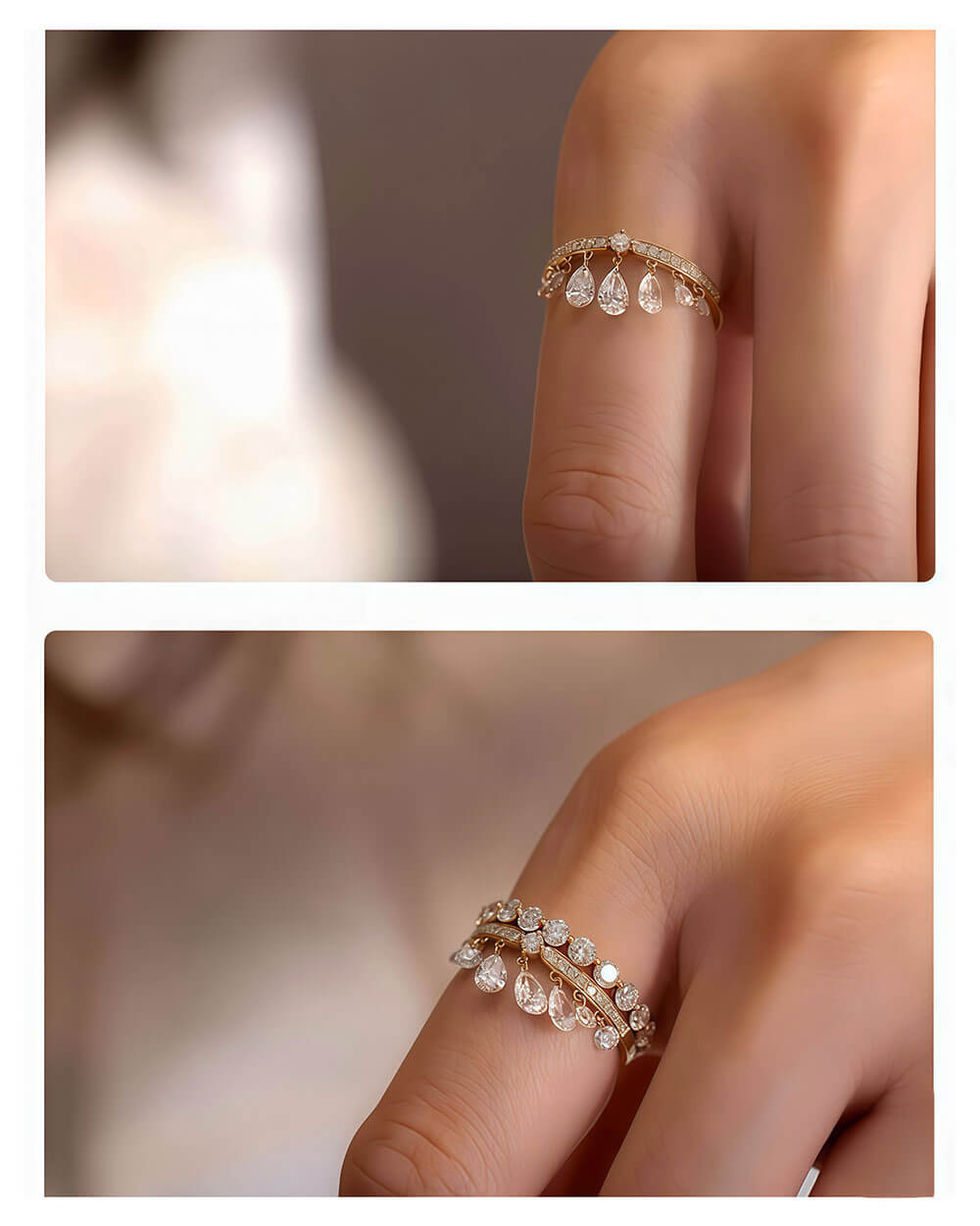 Luna Drip – Pear Shaped Drilled Diamond Ring