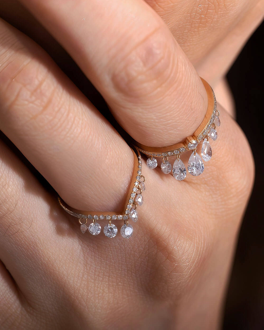 Luna Drip – Pear Shaped Drilled Diamond Ring