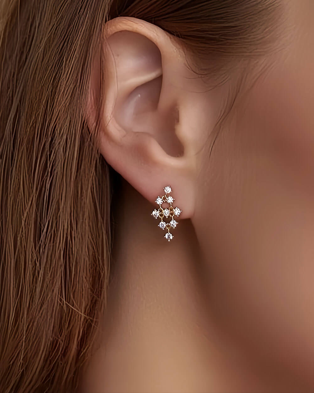 Astra Dot – Round Diamond Drop Earrings