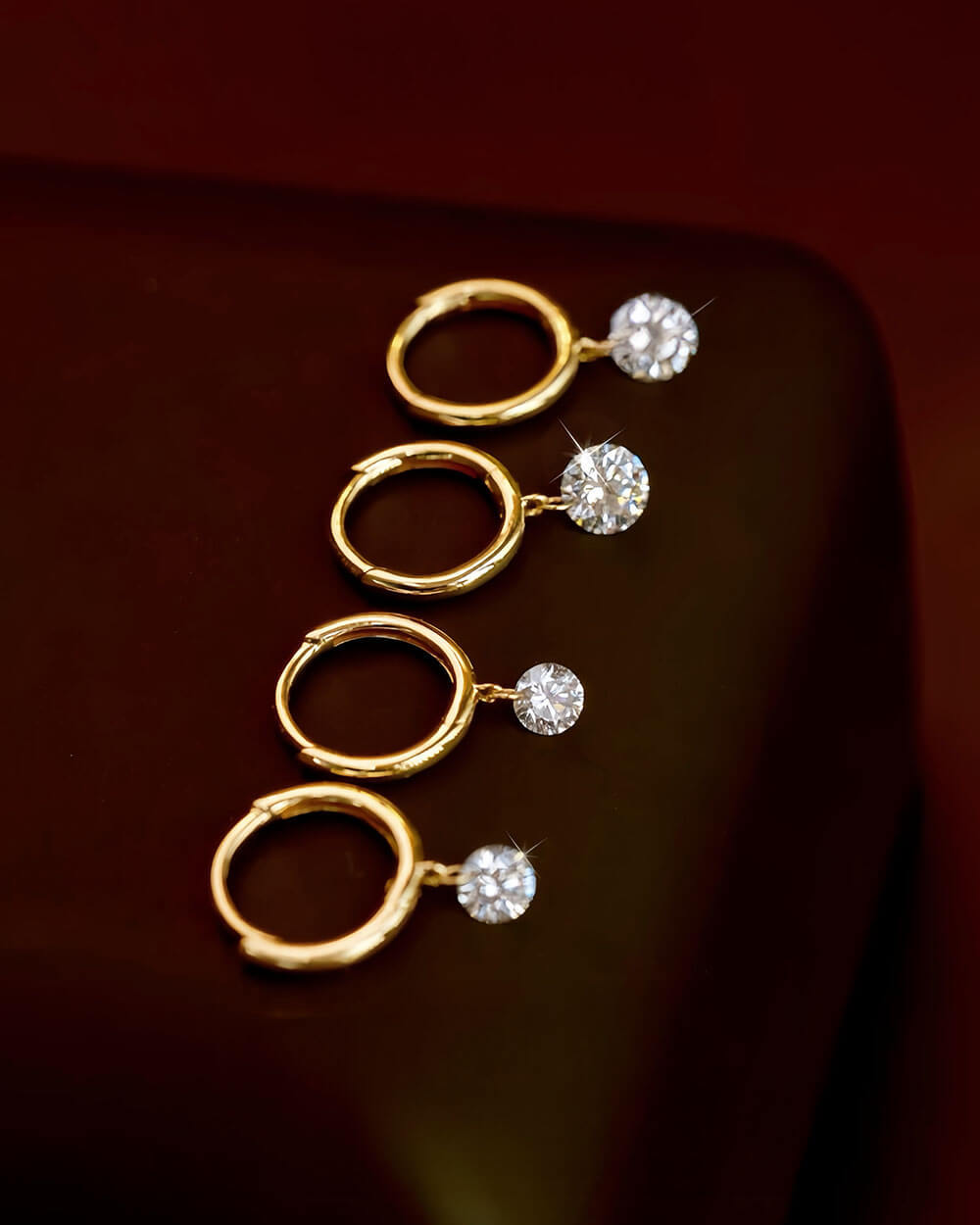 Starlet Drop – Drilled Diamond Charm Earrings