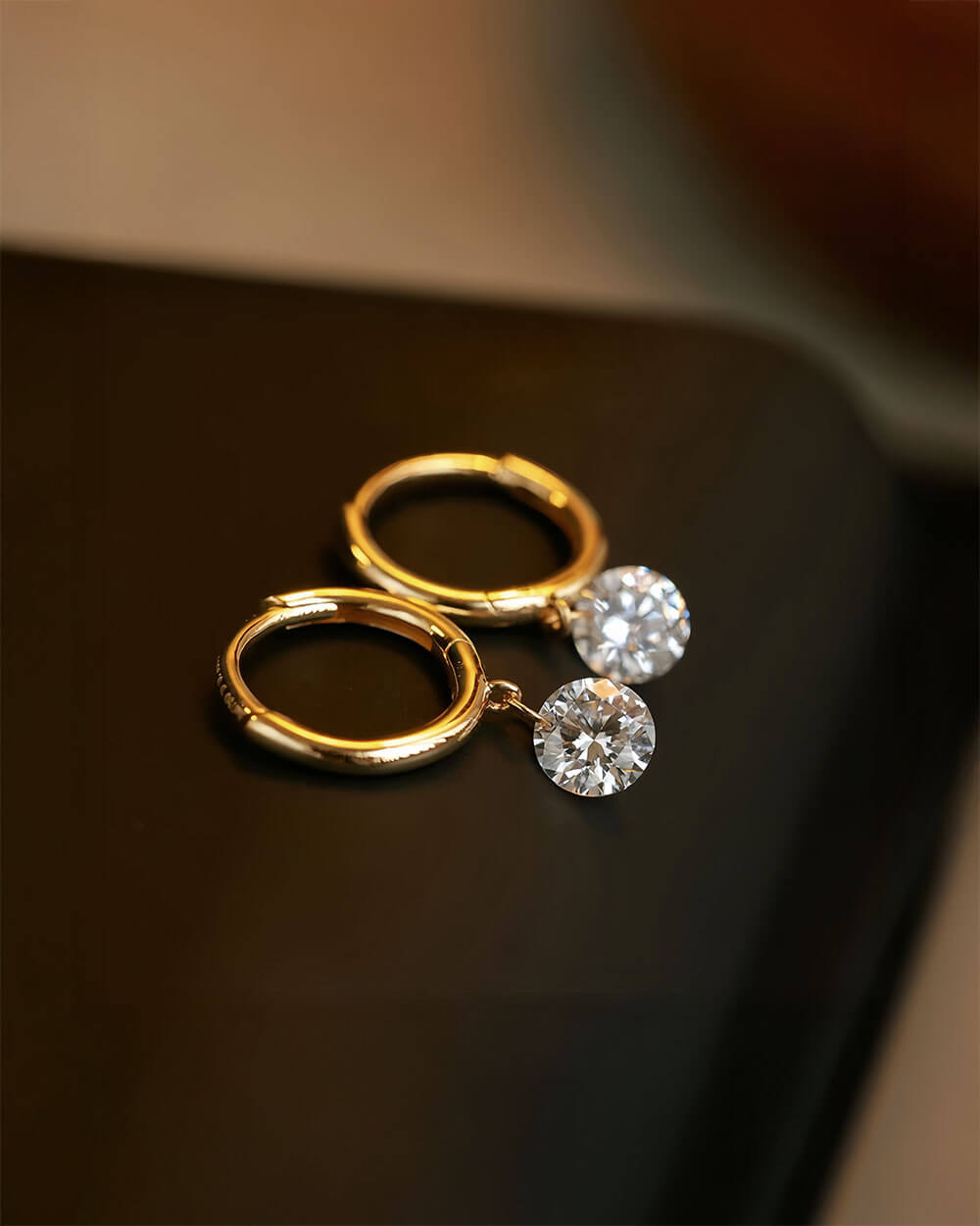 Starlet Drop – Drilled Diamond Charm Earrings
