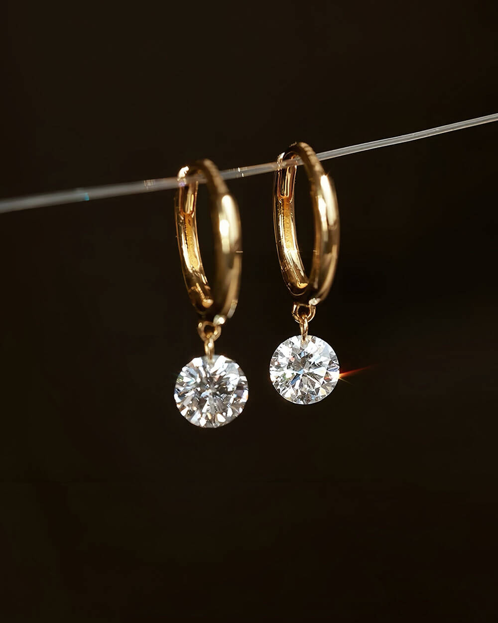 Starlet Drop – Drilled Diamond Charm Earrings