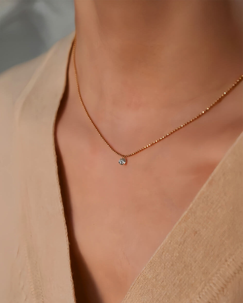 Moonlit Bead – Small Diamond Bead Necklace