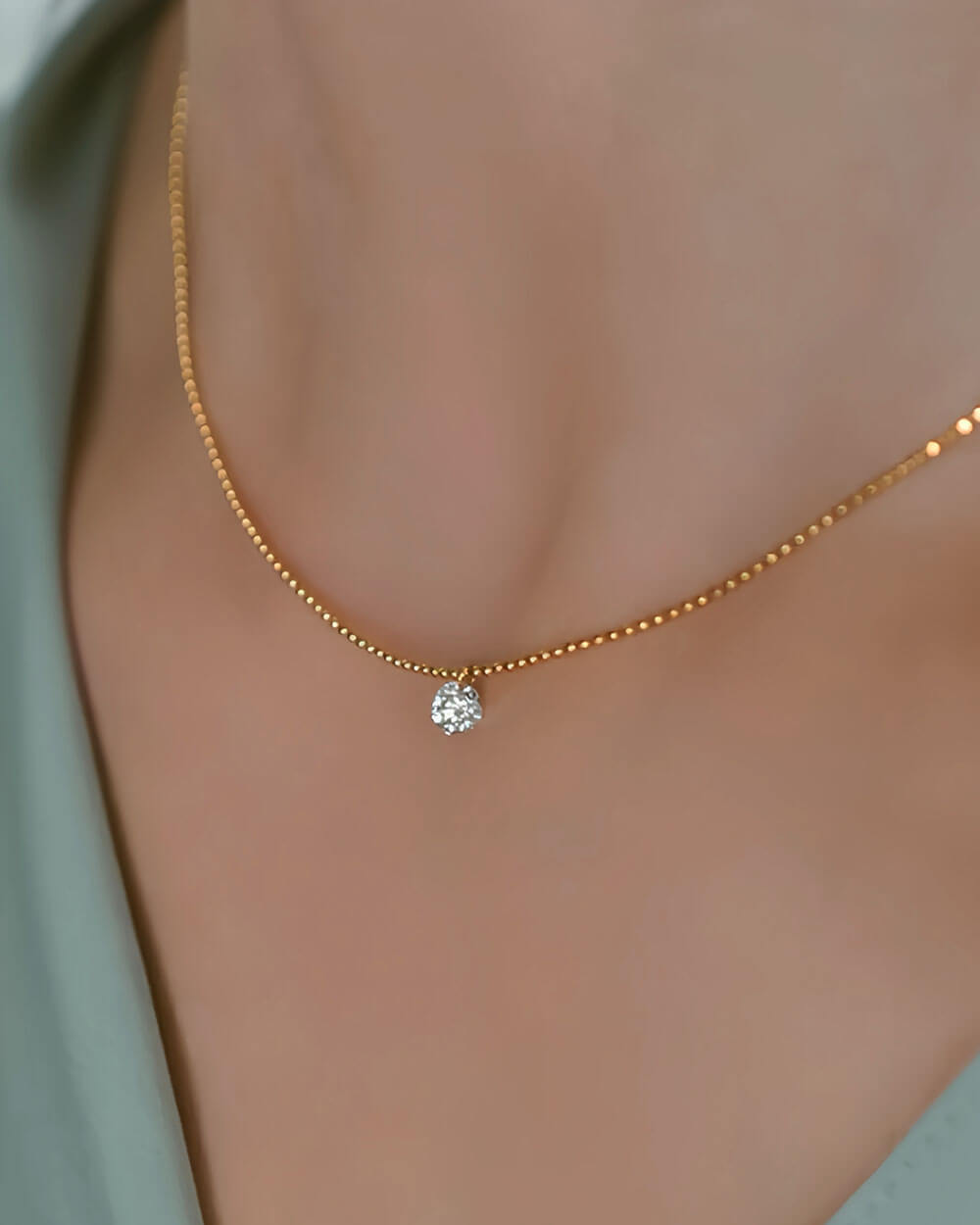 Moonlit Bead – Small Diamond Bead Necklace