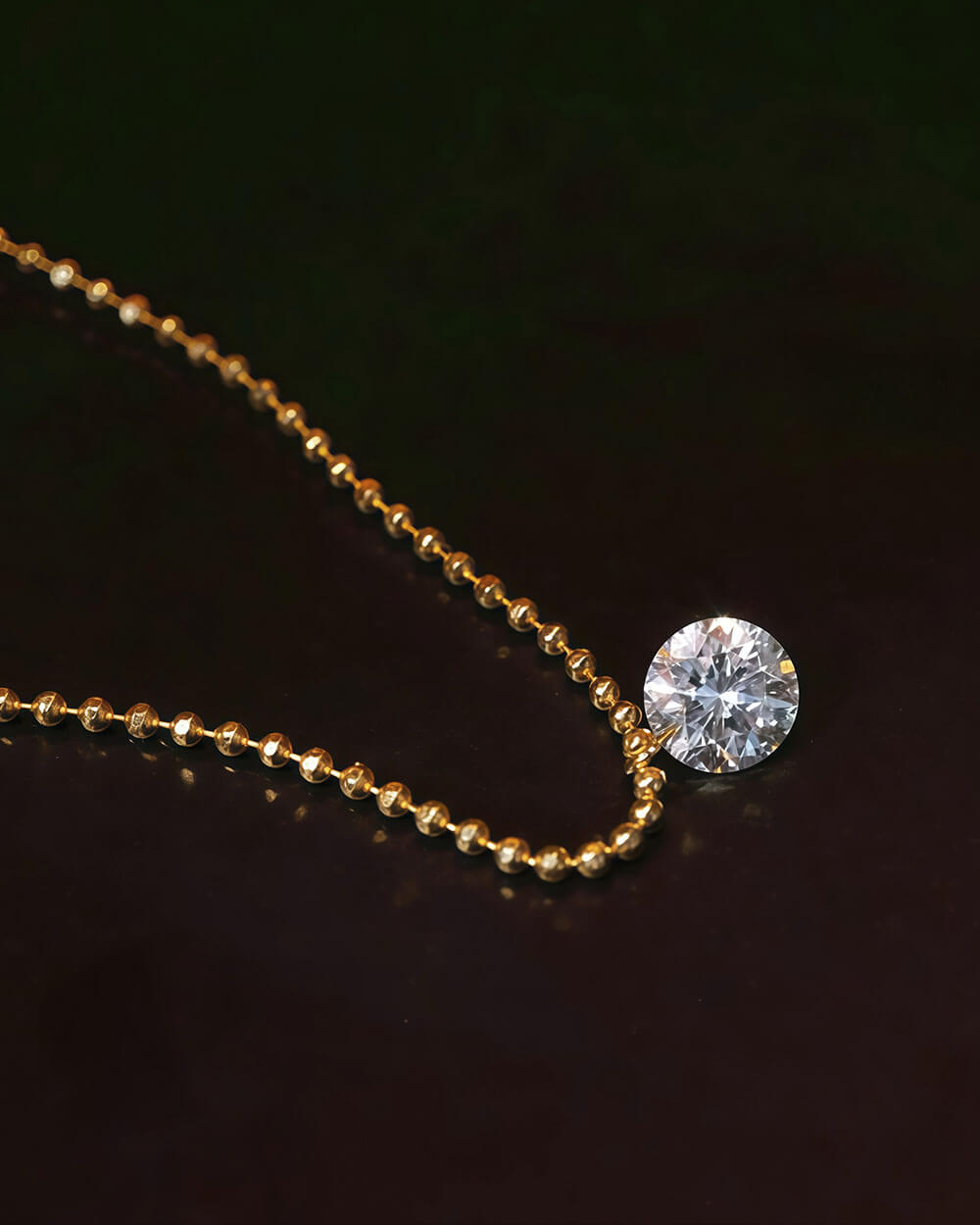 Moonlit Bead – Small Diamond Bead Necklace