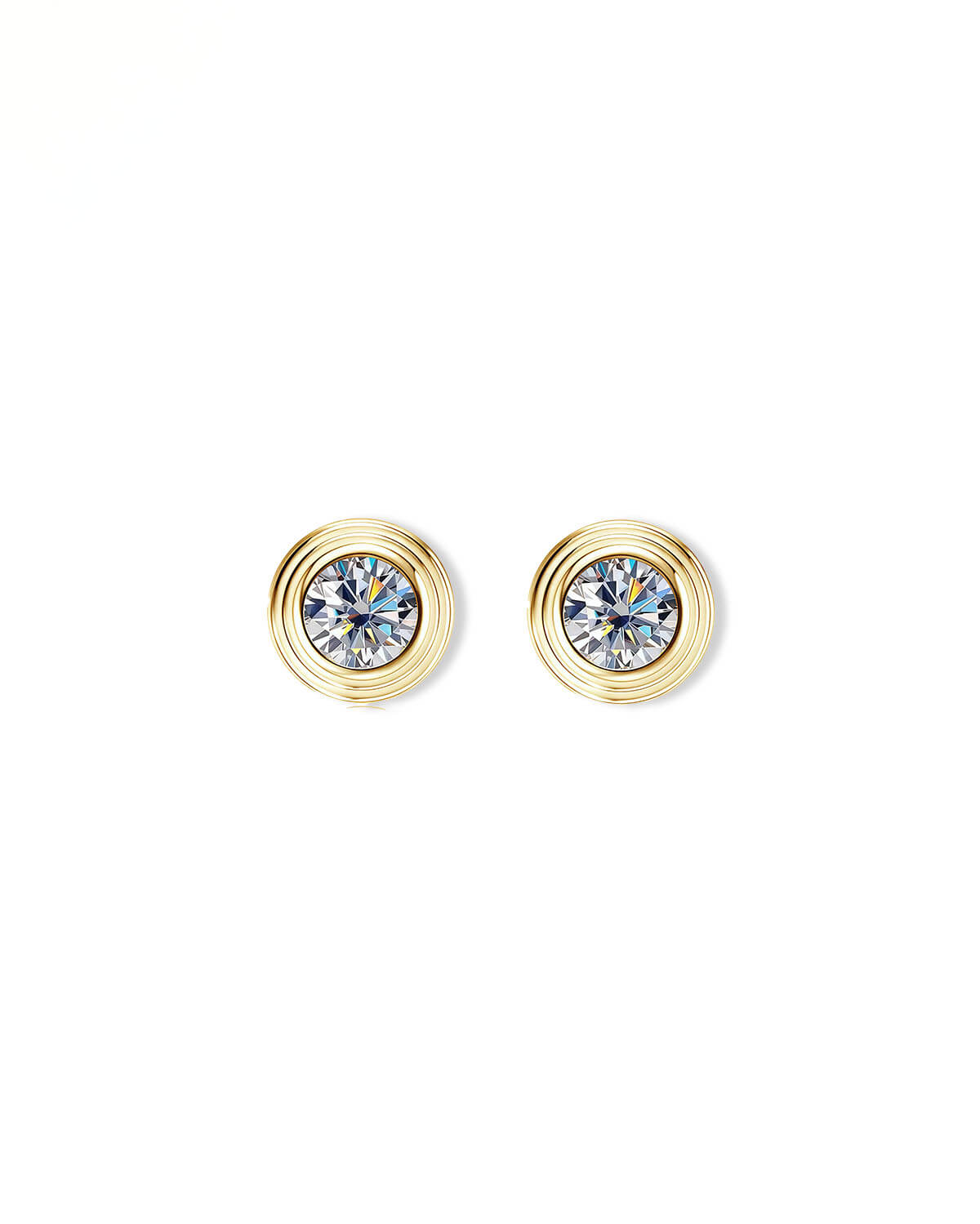 Small Diamond Stud Earrings | 14K Gold UFO Inspired Lab Diamond Studs