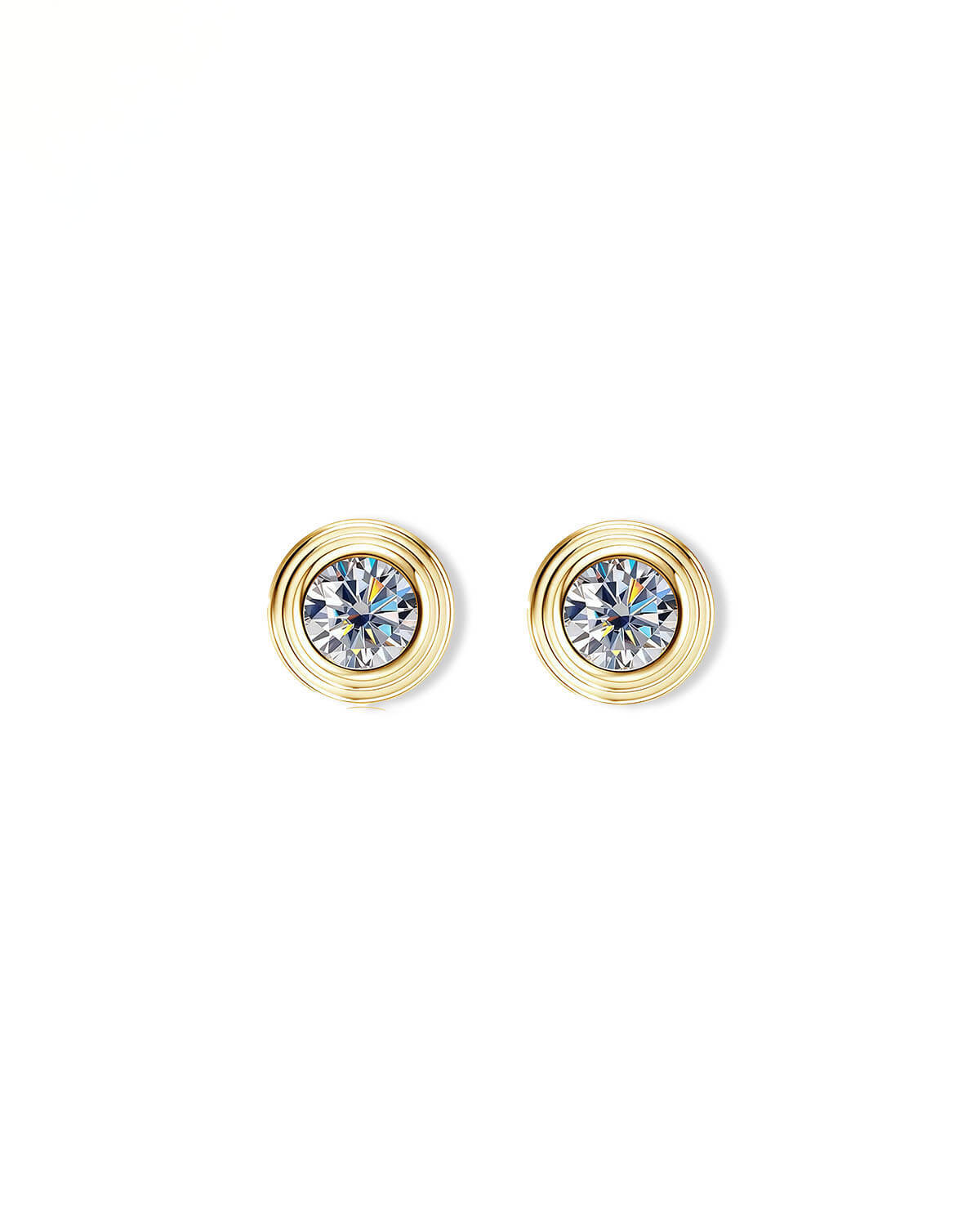 Small Diamond Stud Earrings | 14K Gold UFO Inspired Lab Diamond Studs