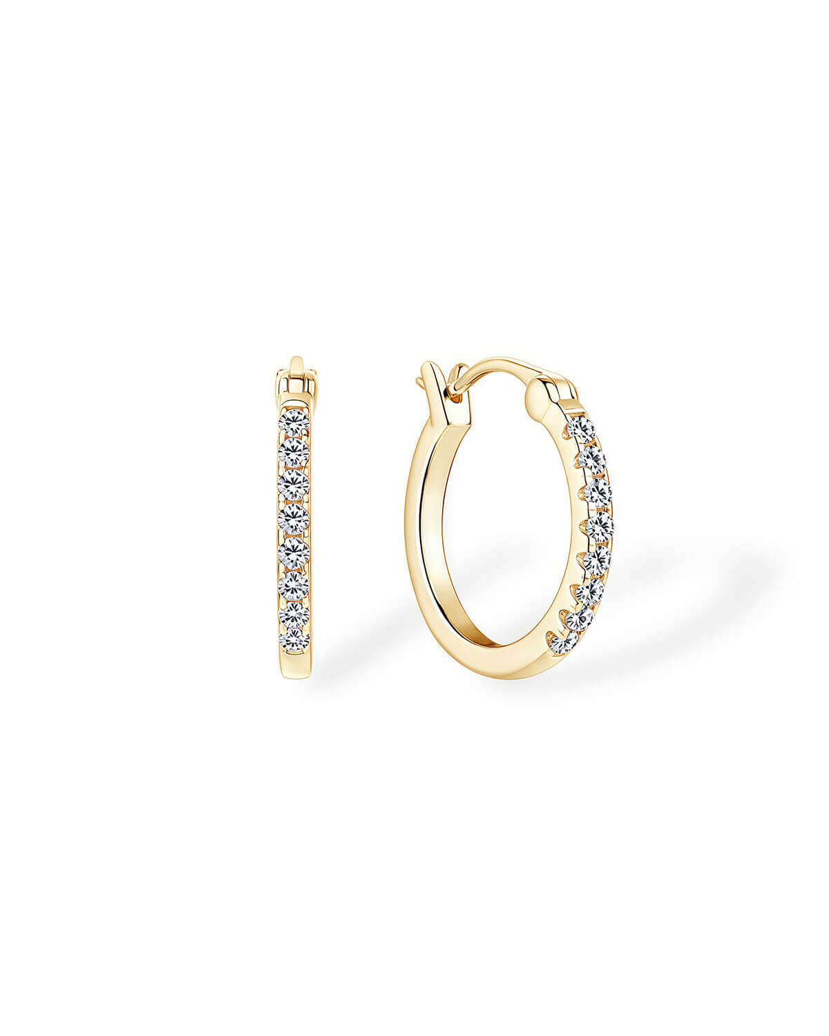 14k Gold Hoop Earrings – Minimalist Moissanite Design-Opreshyne