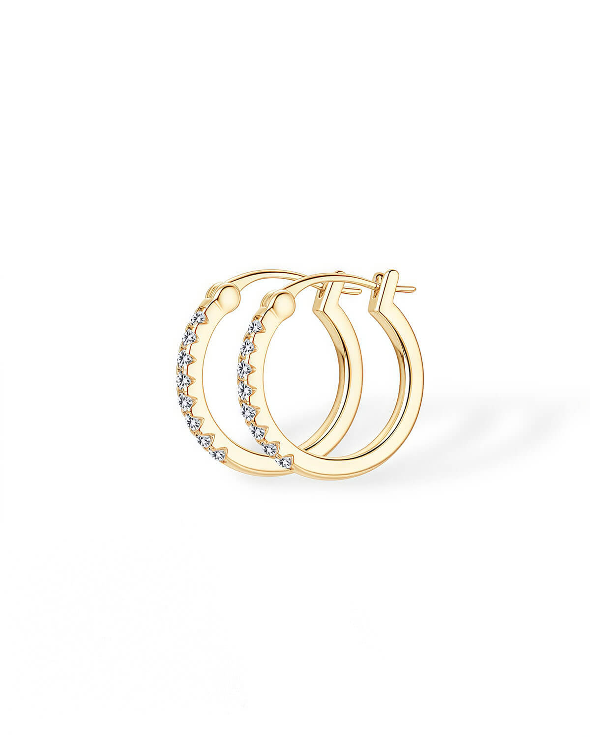 14k Gold Hoop Earrings – Minimalist Moissanite Design-Opreshyne