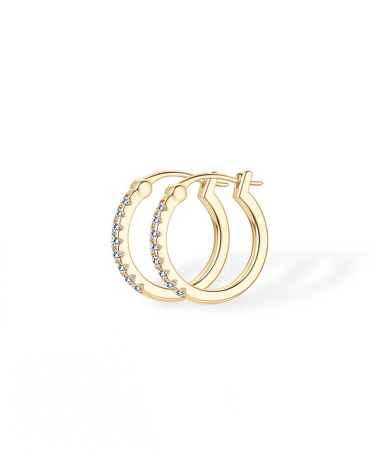 14k Gold Hoop Earrings – Minimalist Moissanite Design-Opreshyne