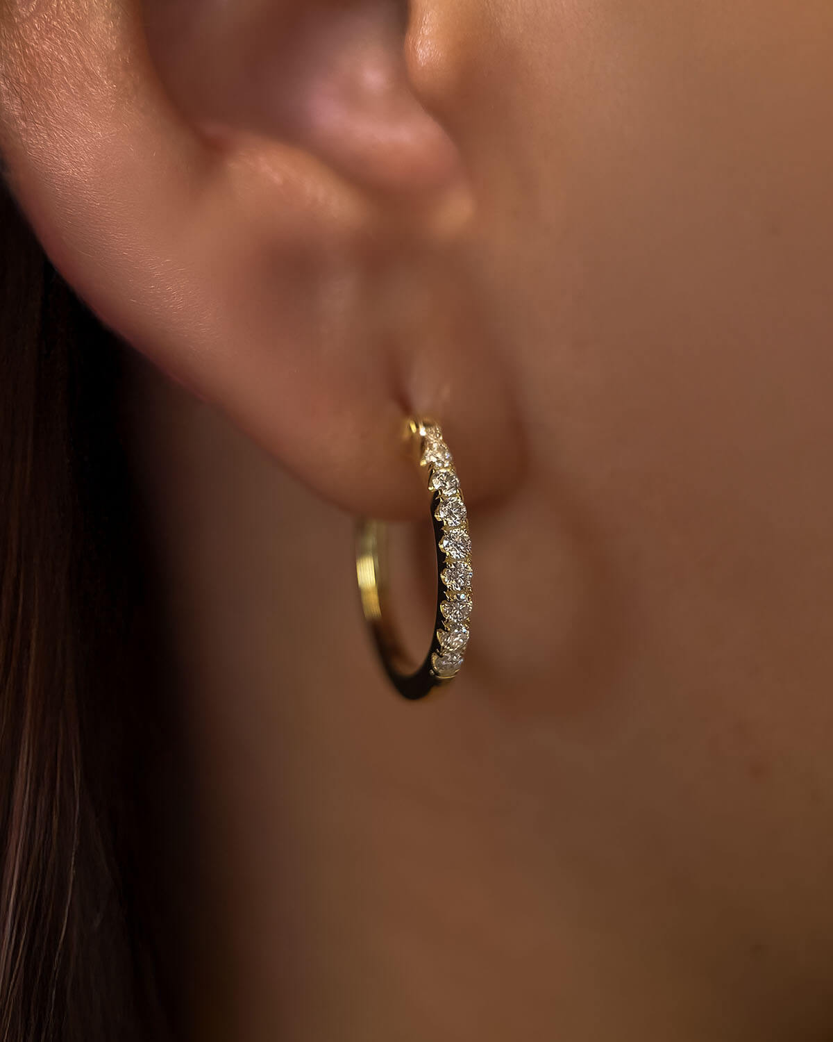 14k Gold Hoop Earrings – Minimalist Moissanite Design-Opreshyne