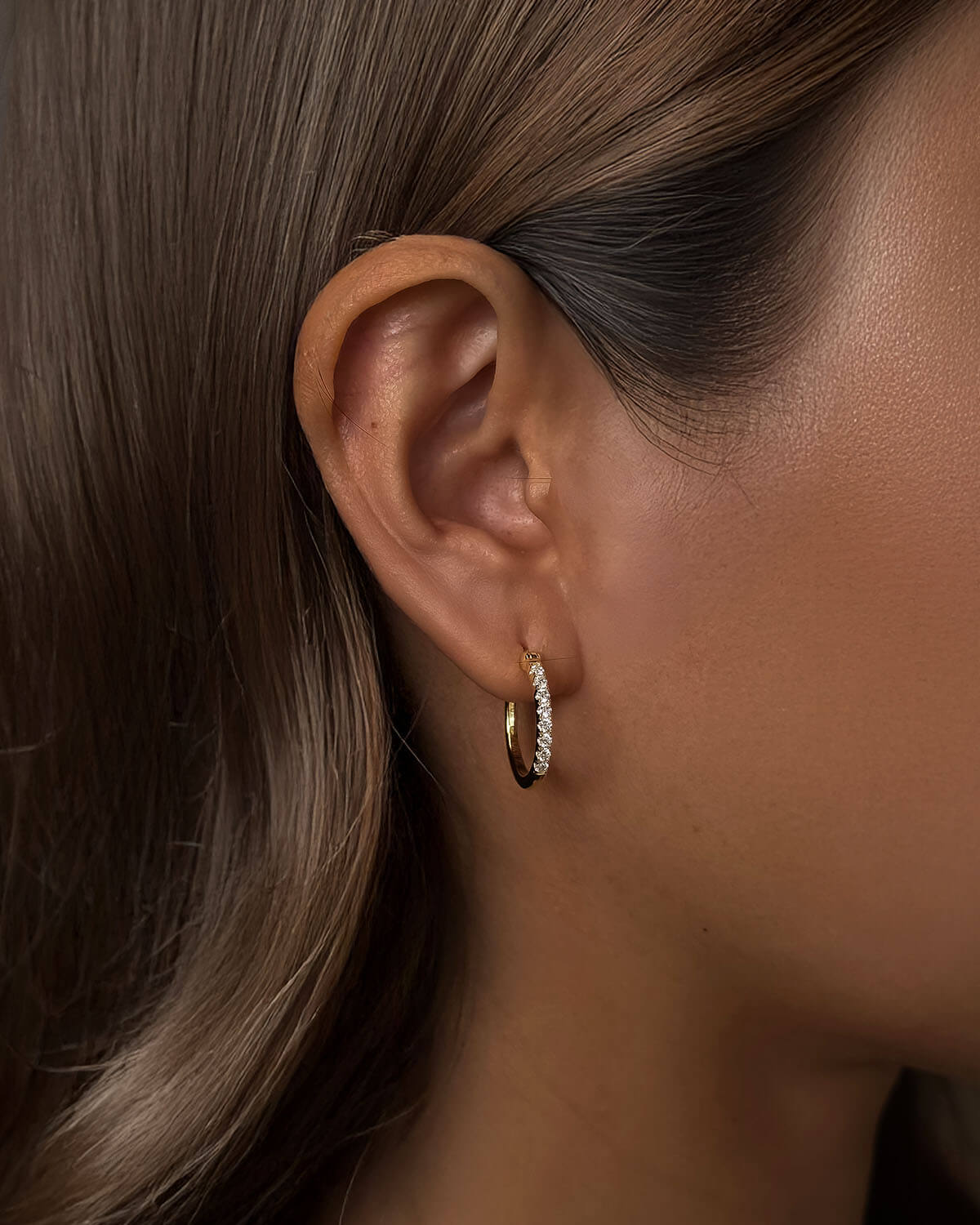 14k Gold Hoop Earrings – Minimalist Moissanite Design-Opreshyne