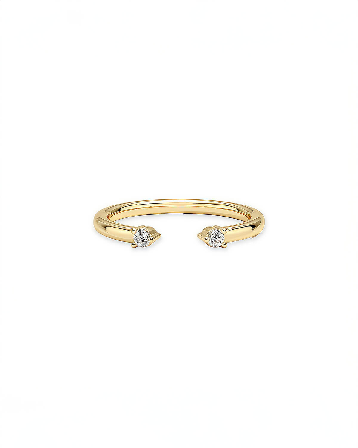 14k Gold Ring Womens with Two Small Diamonds-Opreshyne
