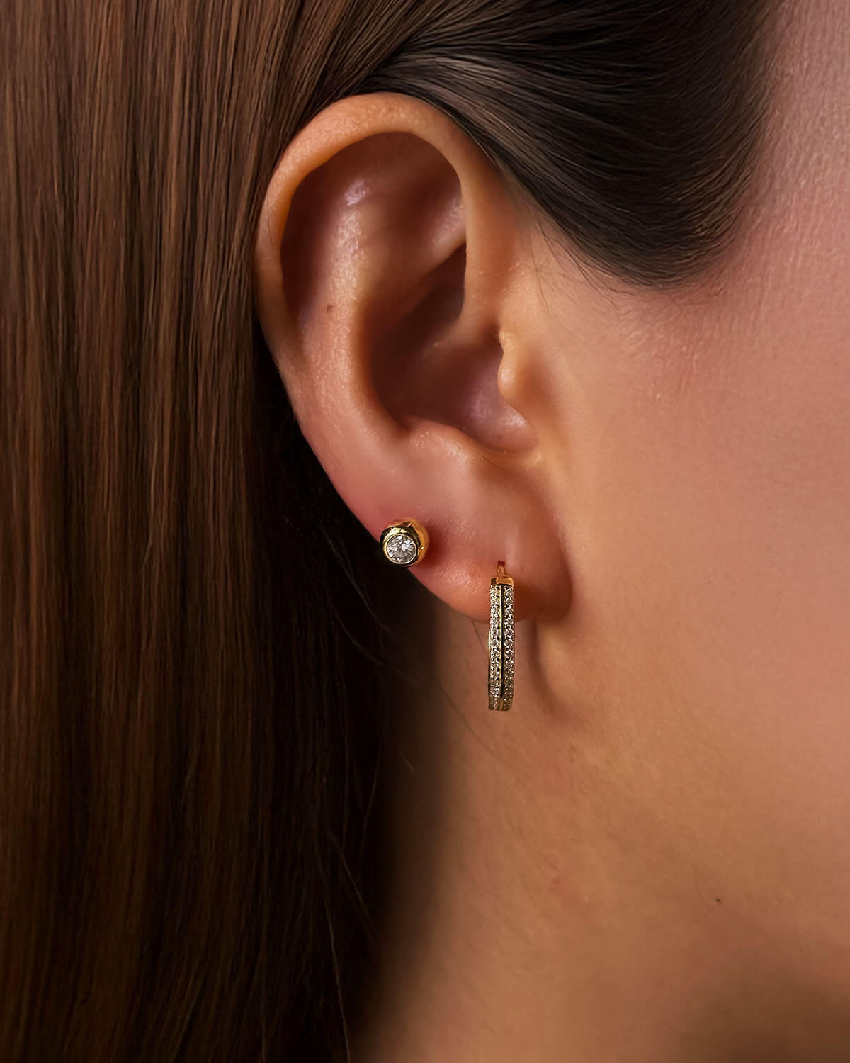 14k Gold Stud Earrings – Classic Round Design-Opreshyne