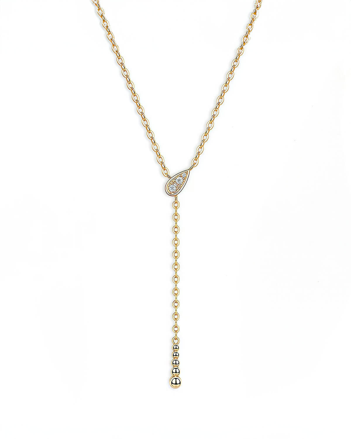 14k Gold Teardrop Moissanite Necklace-Opreshyne