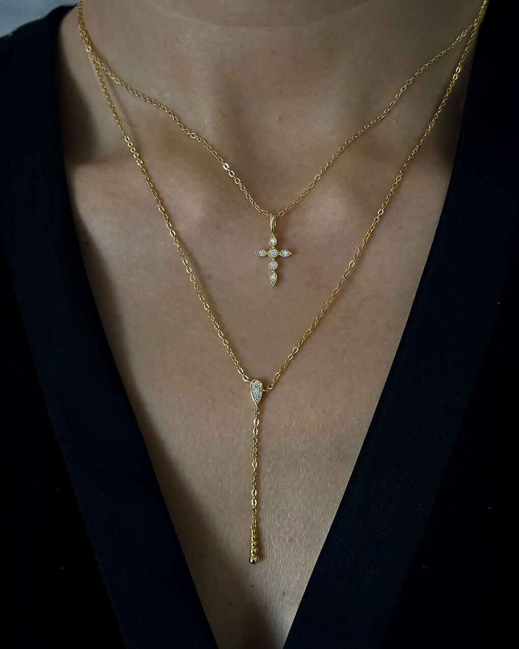 14k Gold Teardrop Moissanite Necklace-Opreshyne