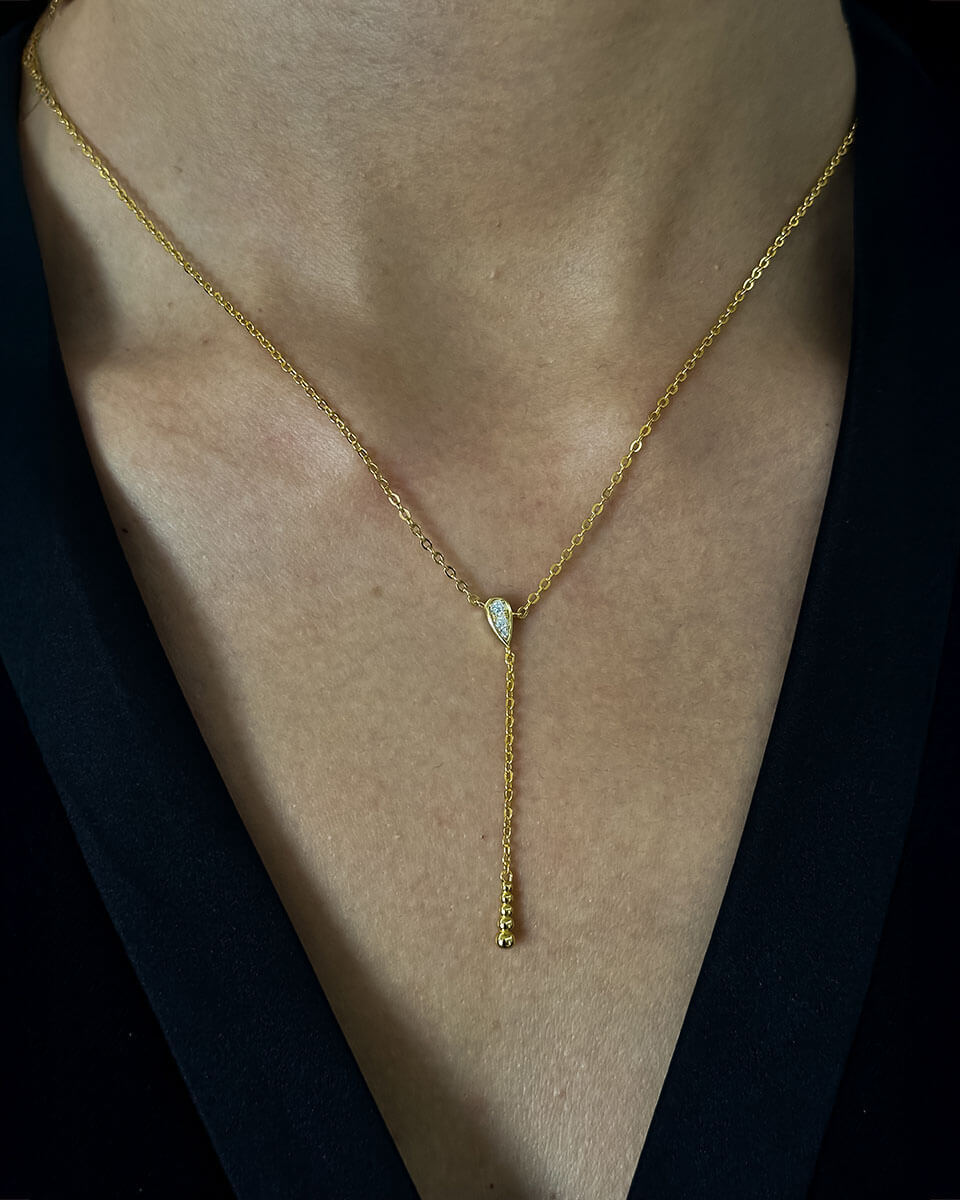 14k Gold Teardrop Moissanite Necklace-Opreshyne