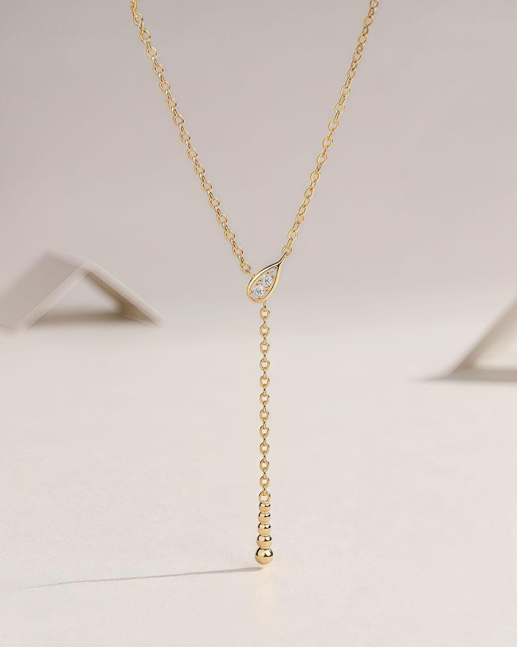 14k Gold Teardrop Moissanite Necklace-Opreshyne