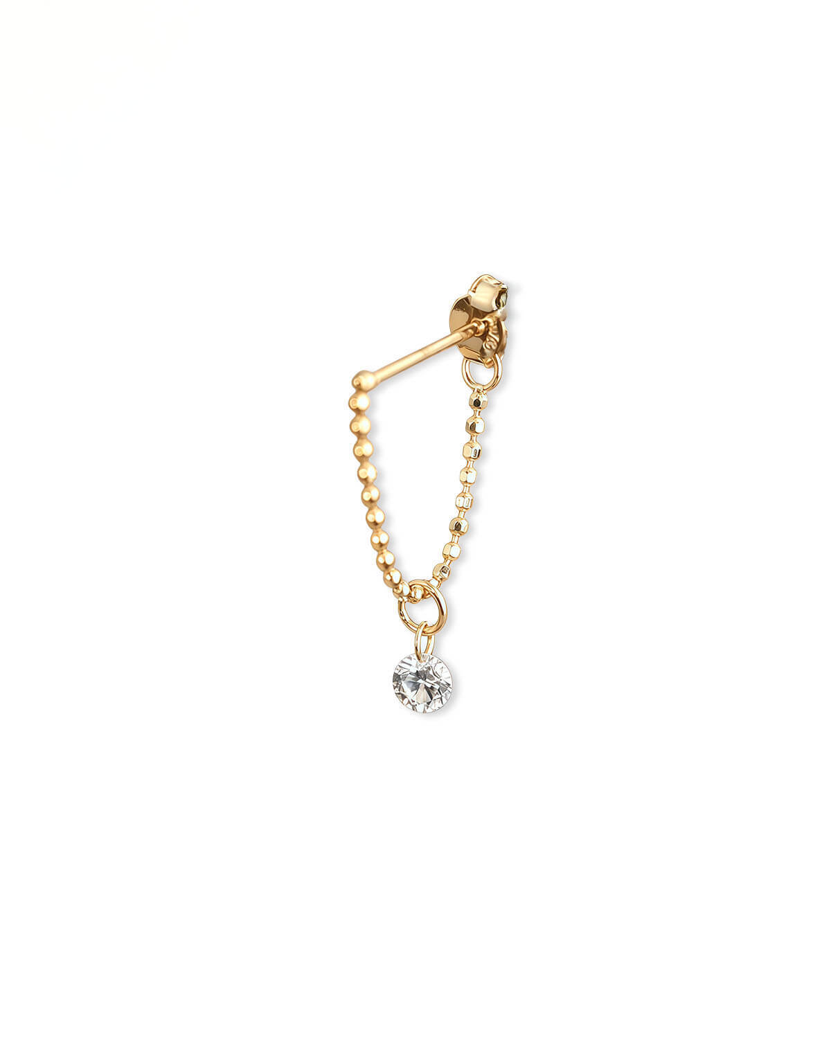14k gold earring | Beaded Chain Single Earring