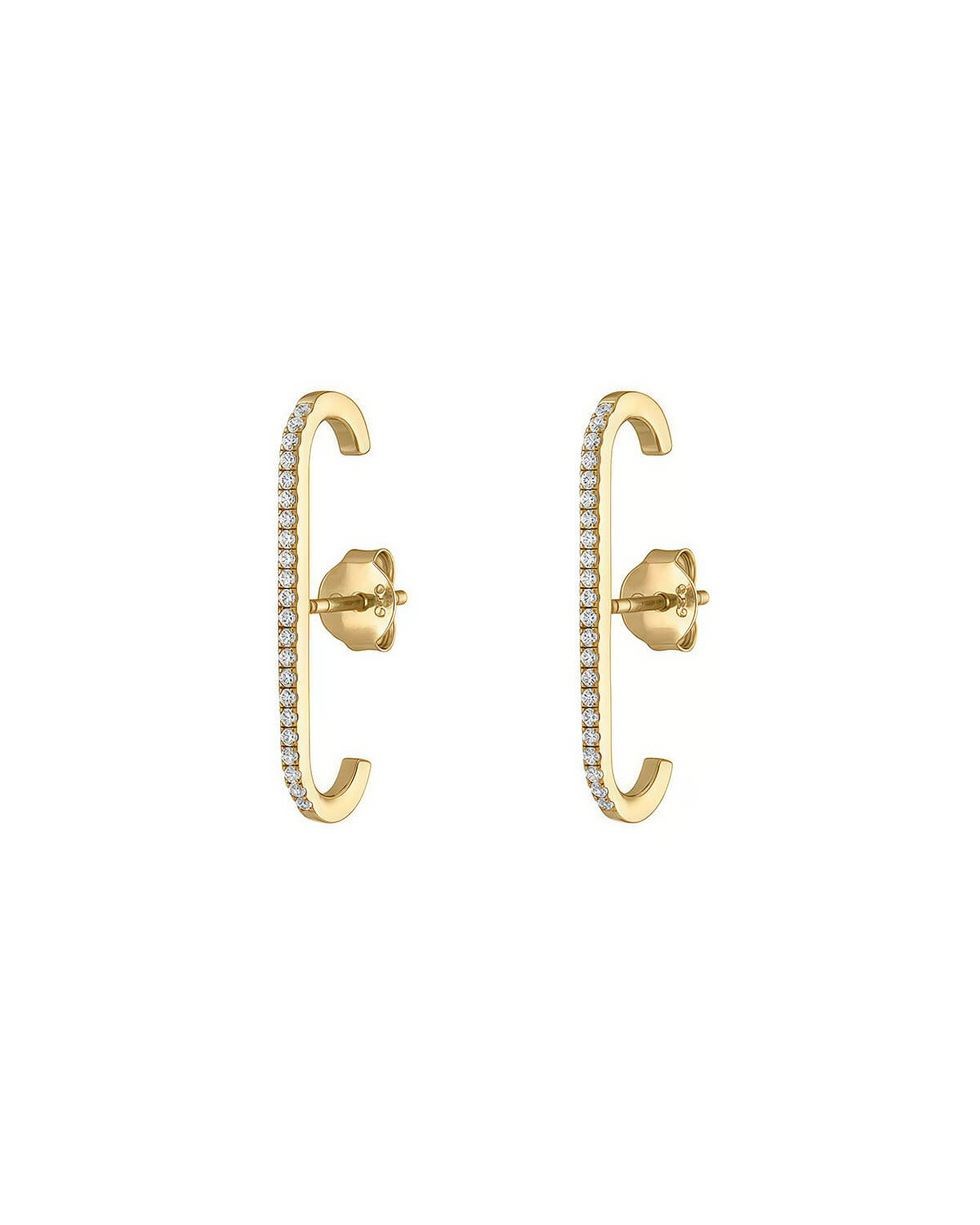 14k gold earrings | Linear Diamond Stud Earrings