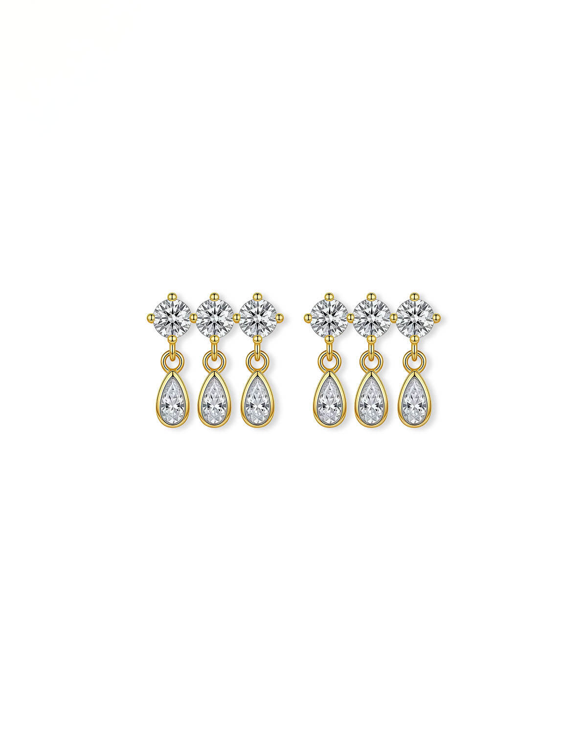 Tria Lumi – Triple Diamond Drop Stud Earrings