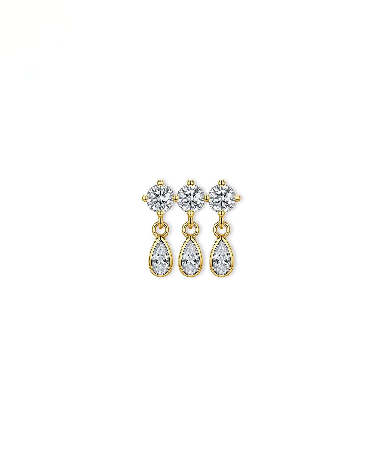 stud diamond earrings | Triple Round Pear Diamond Stud Earrings