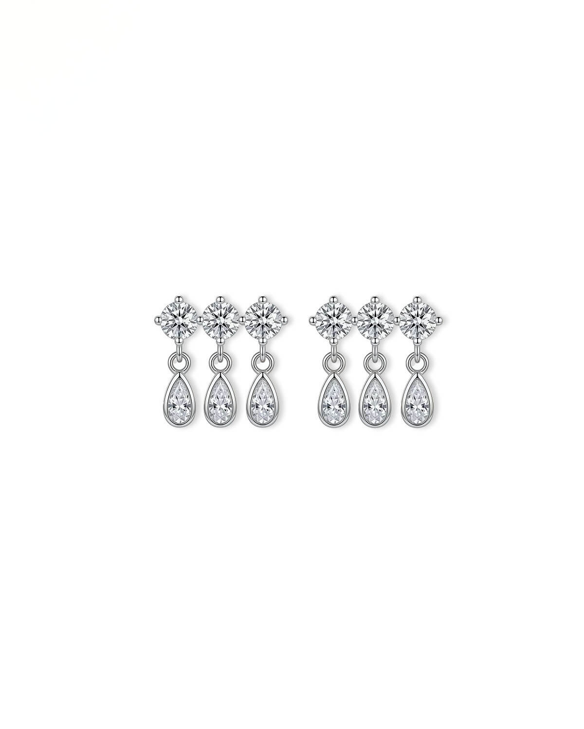 Tria Lumi – Triple Diamond Drop Stud Earrings