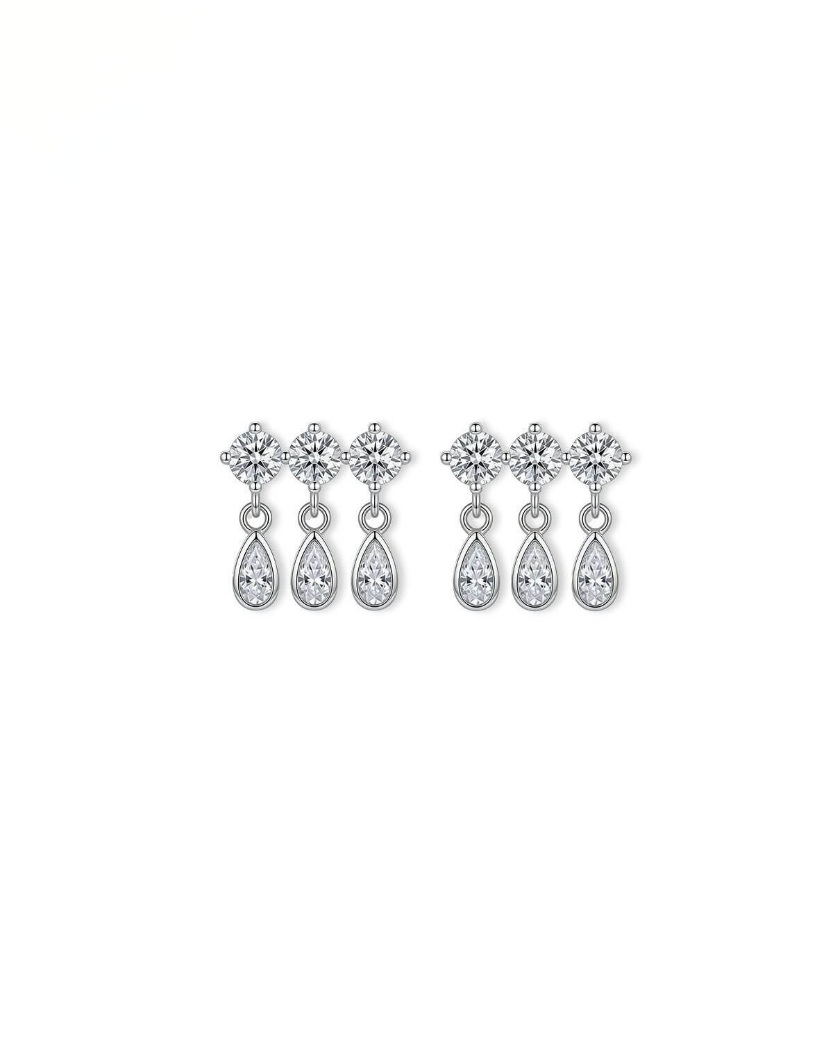 Tria Lumi – Triple Diamond Drop Stud Earrings