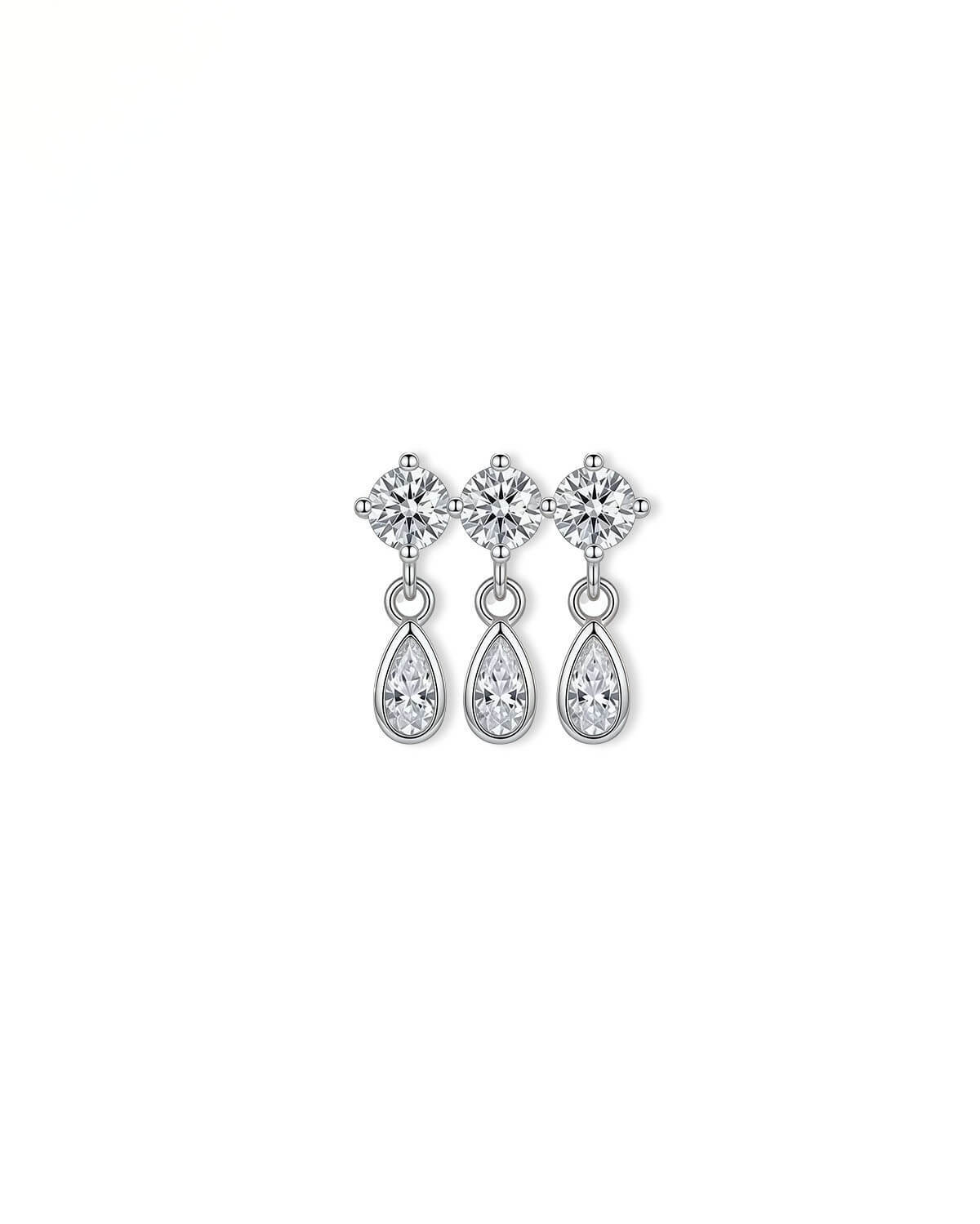 Tria Lumi – Triple Diamond Drop Stud Earrings