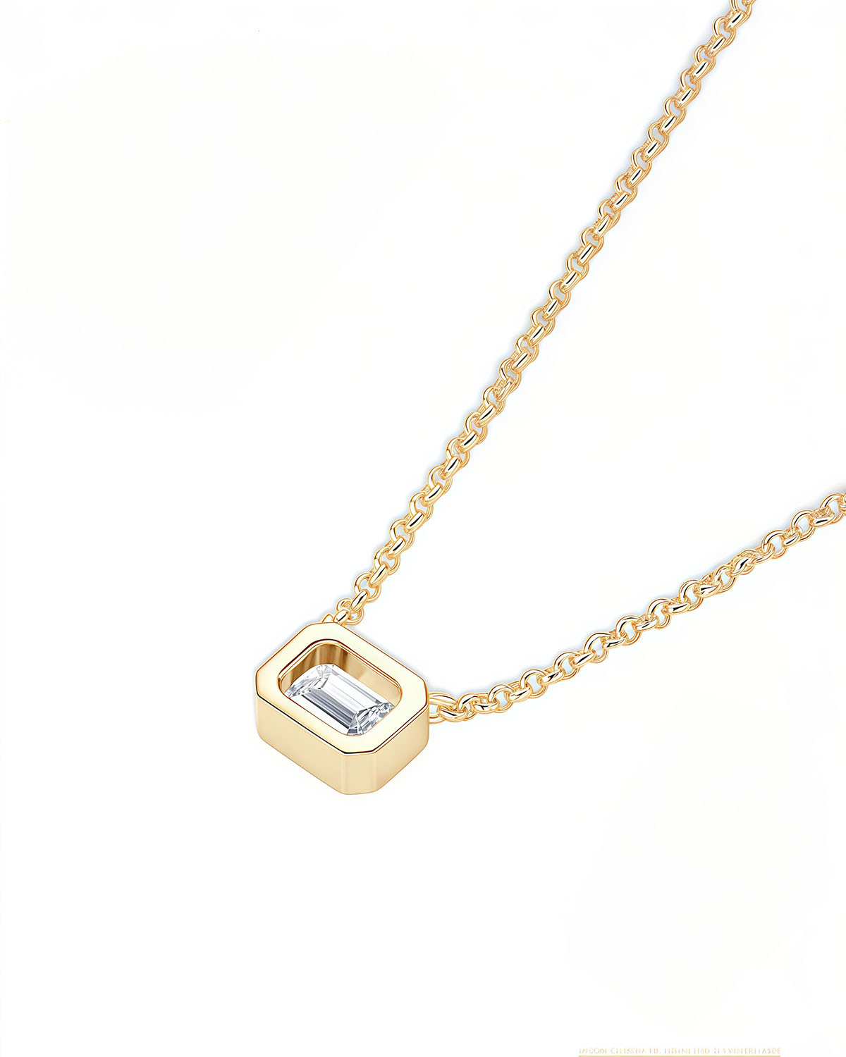 1ct Diamond Solitaire Necklace with Emerald-Cut Design-Opreshyne