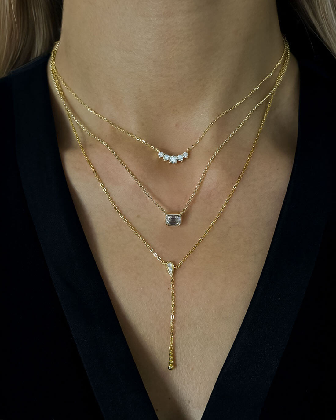 1ct Diamond Solitaire Necklace with Emerald-Cut Design-Opreshyne