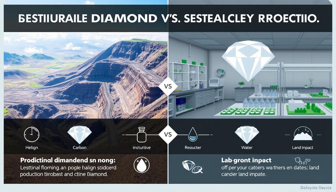 Sustainable diamond mining comparison showing environmental benefits
