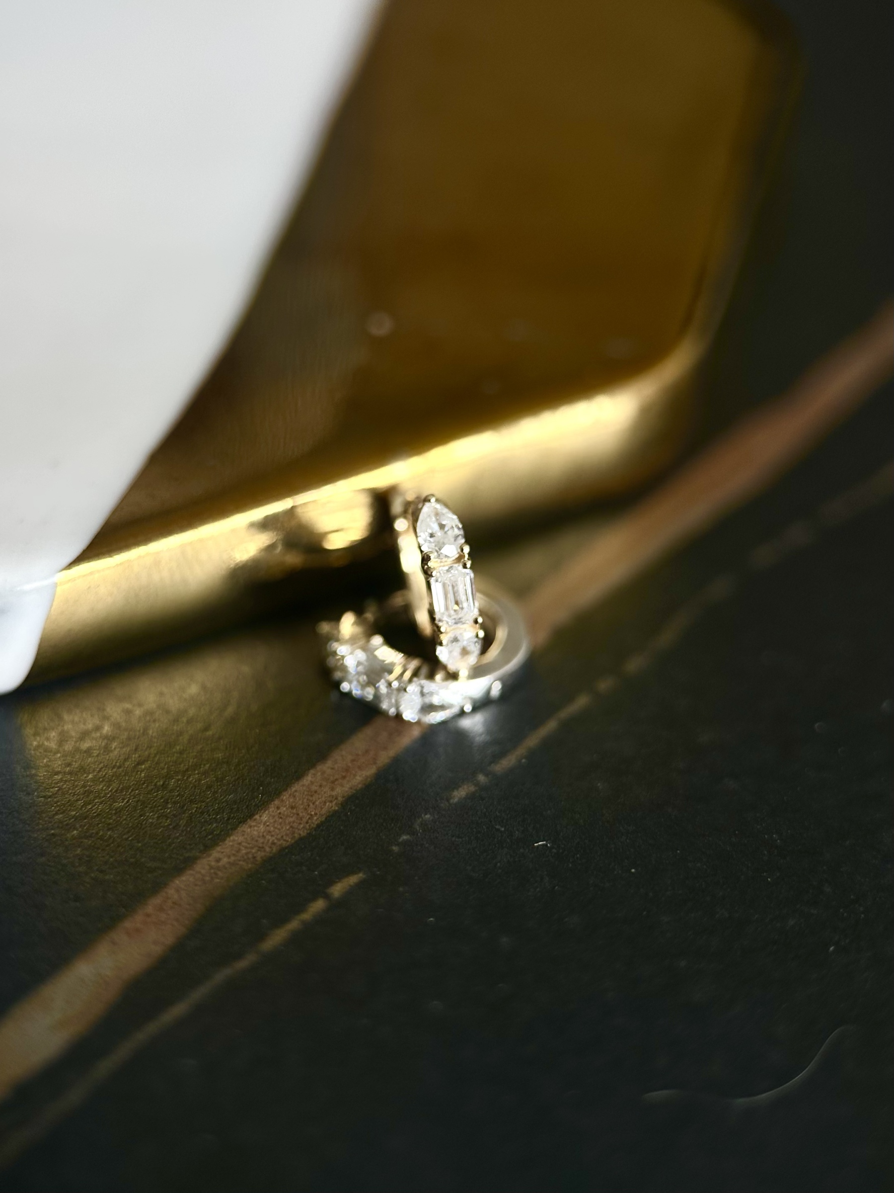 Sora Embrace – Emerald & Pear Cut Huggie Earrings