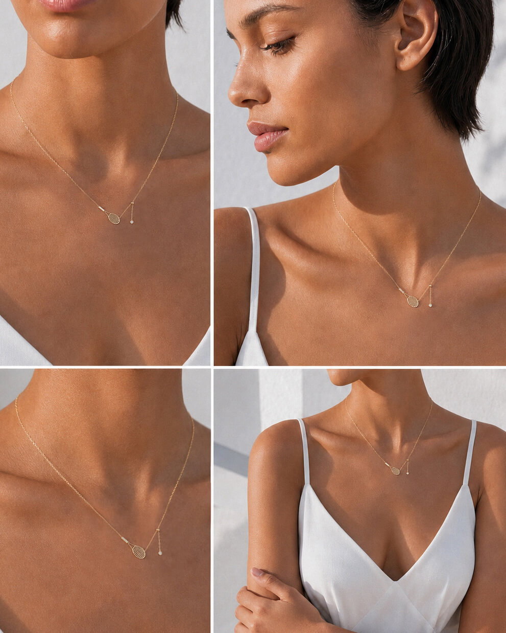 Solea Diamond Tennis Racket Necklace