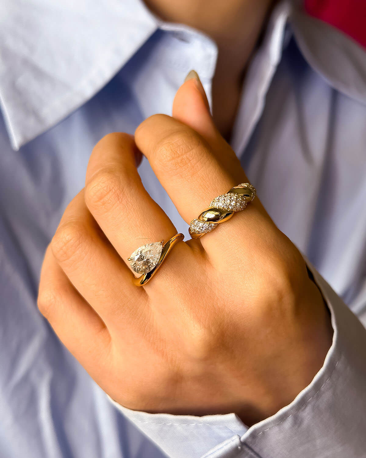 Ocean Whisper – Pear Shaped Wave Ring