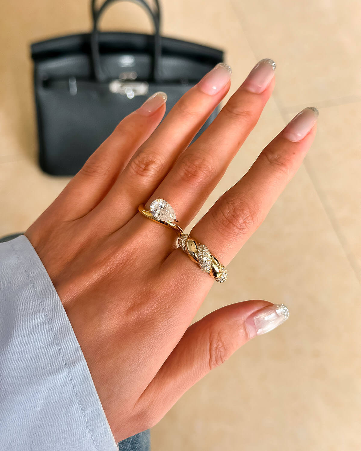 Ocean Whisper – Pear Shaped Wave Ring