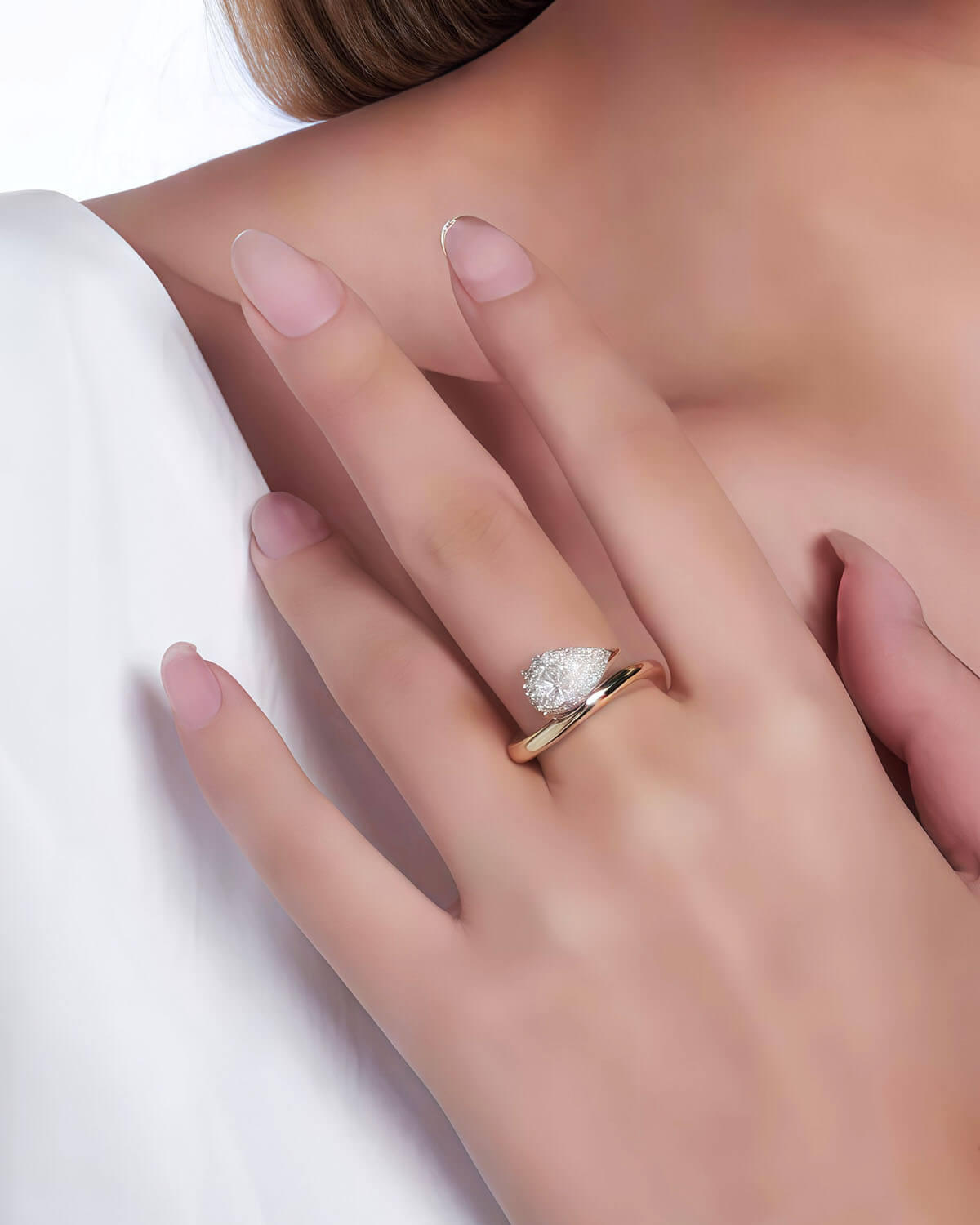 Ocean Whisper – Pear Shaped Wave Ring