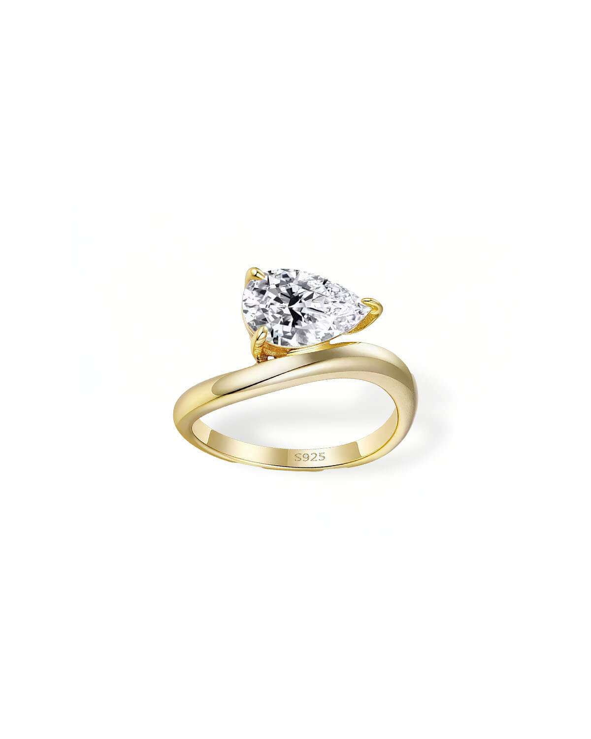 3 ct Diamond Ring | Pear-Shaped Wave Band Design