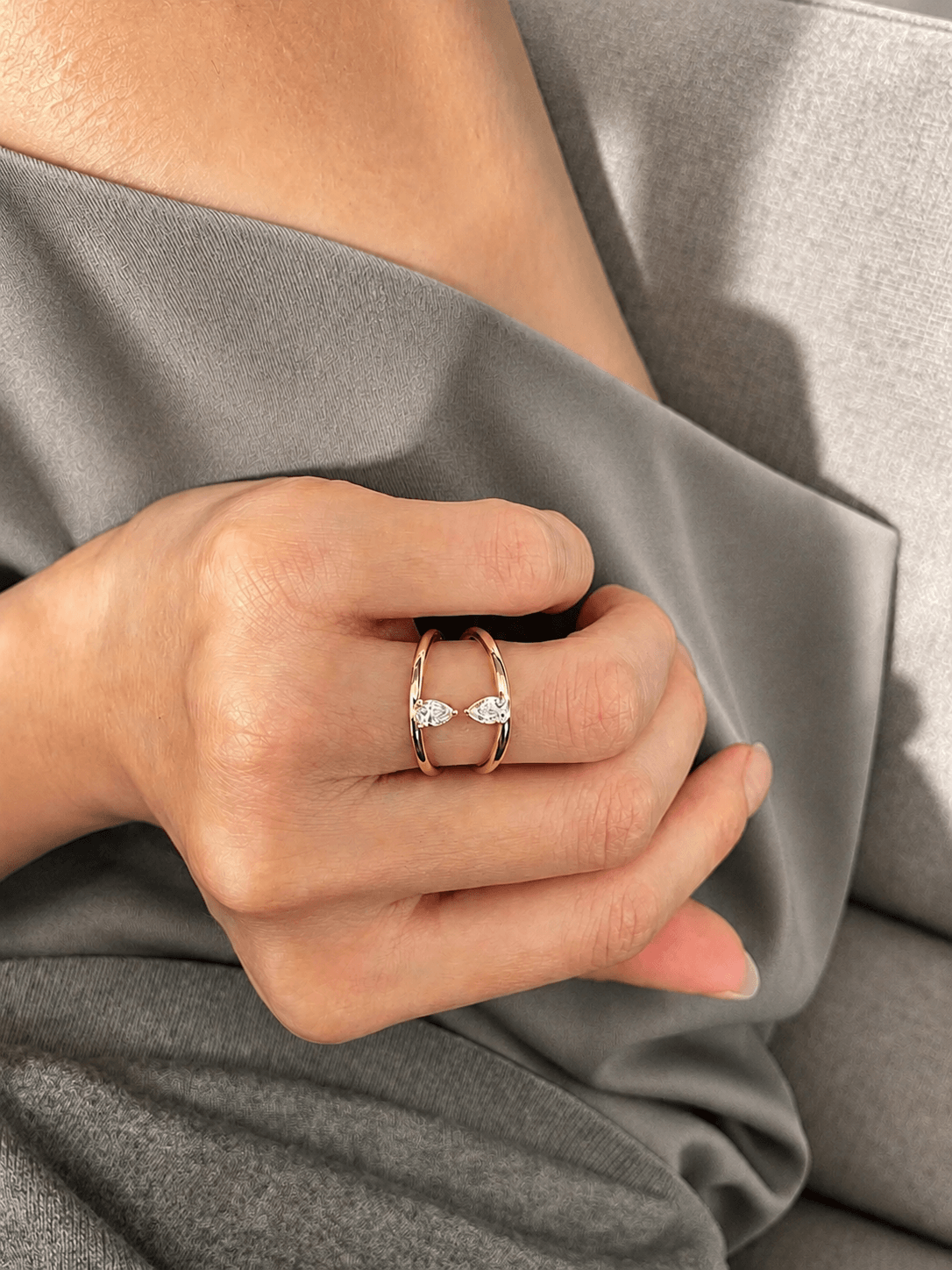 Aveline Twin Pear Diamond Ring