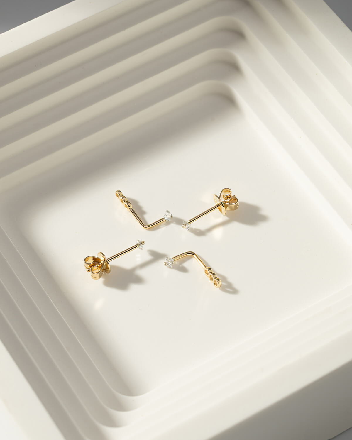 Aveline L-Shape Diamond Stud Earrings