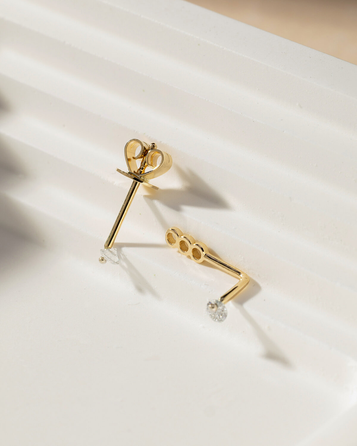 Aveline L-Shape Diamond Stud Earrings